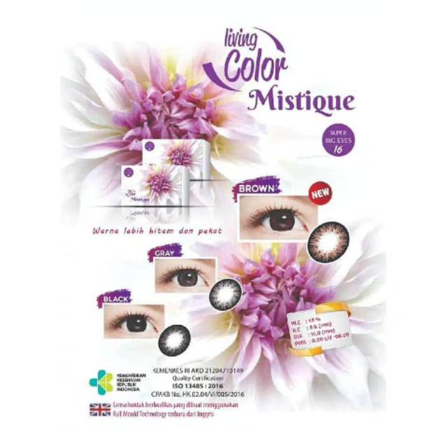 (COD)SOFTLENS MISTIQUE BLACK , GREY and BROWN DIAMETER 16MM