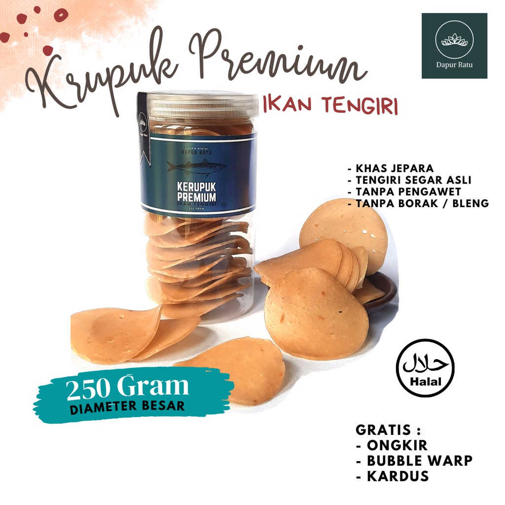 

Kerupuk mentah ikan tengiri asli. Diameter besar. 250 gram