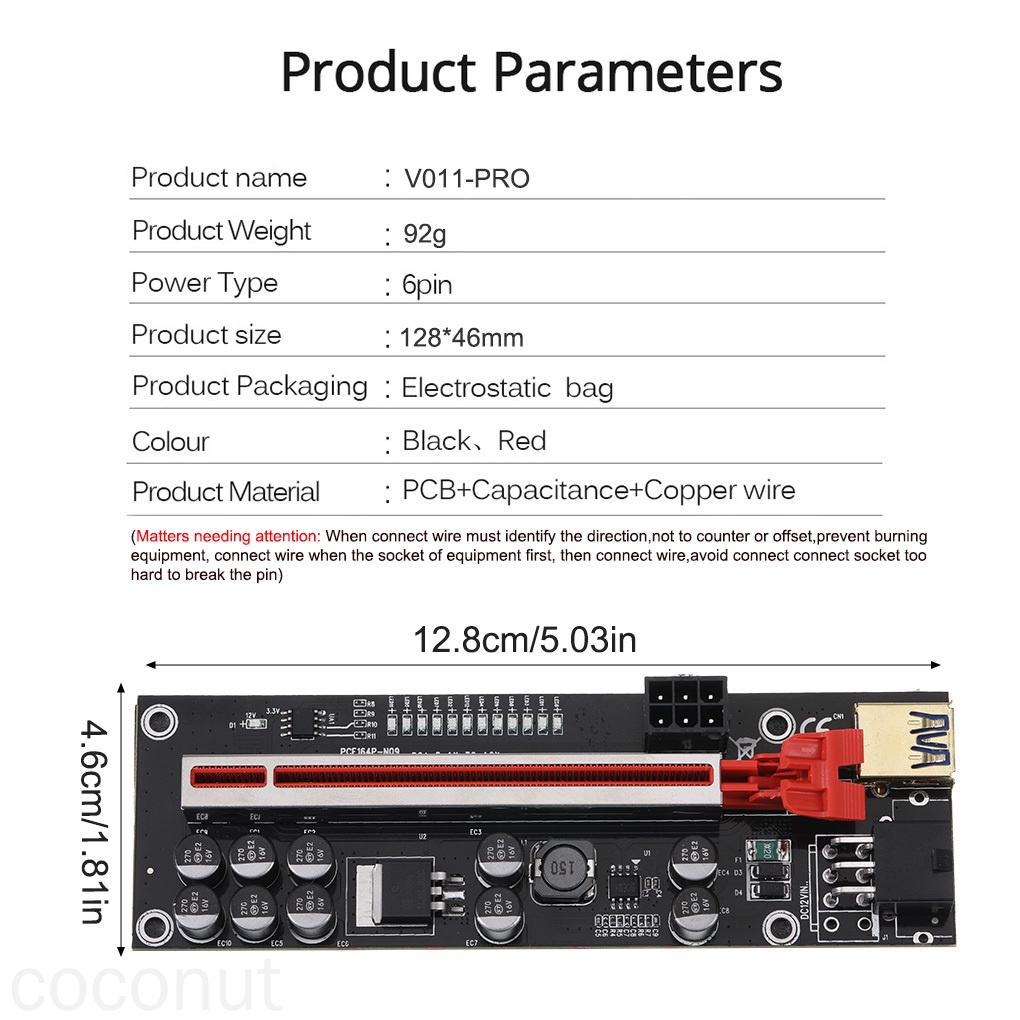 Adapter Riser Card Pci-Express Extender 10 Solid Capacitors Pci-Express Dengan Kabel Usb 3.0