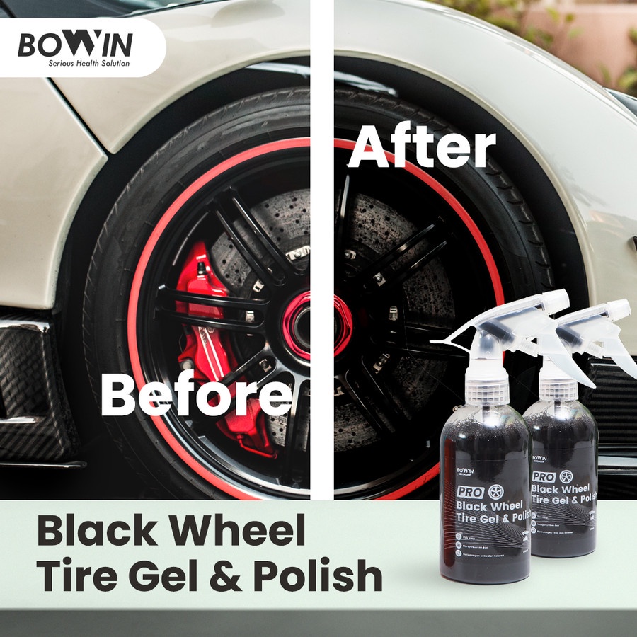 BOWIN Black Wheel &amp; Tire Gel Polish 300mL (Semir Pengkilap &amp; Pembersih Ban)