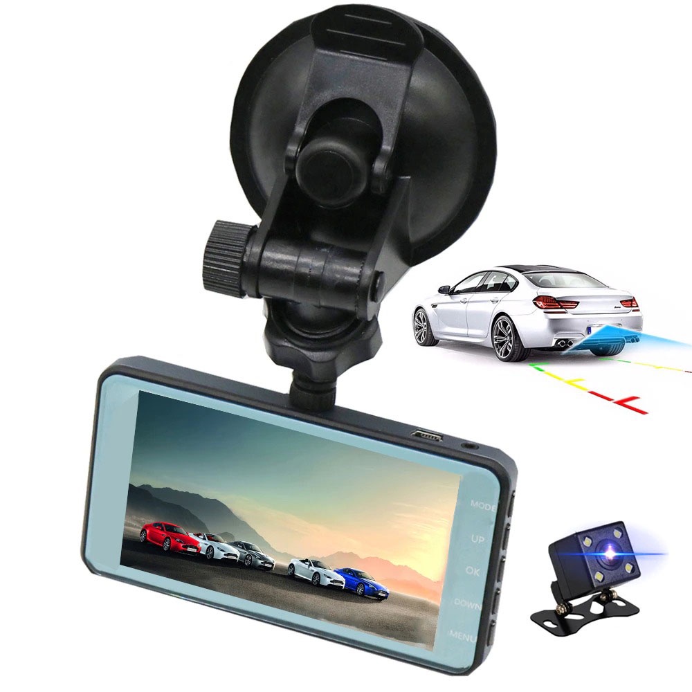 CCTV Car DVR Kamera Mobil 1080P 4 Inch Screen with Rear View Camera H94