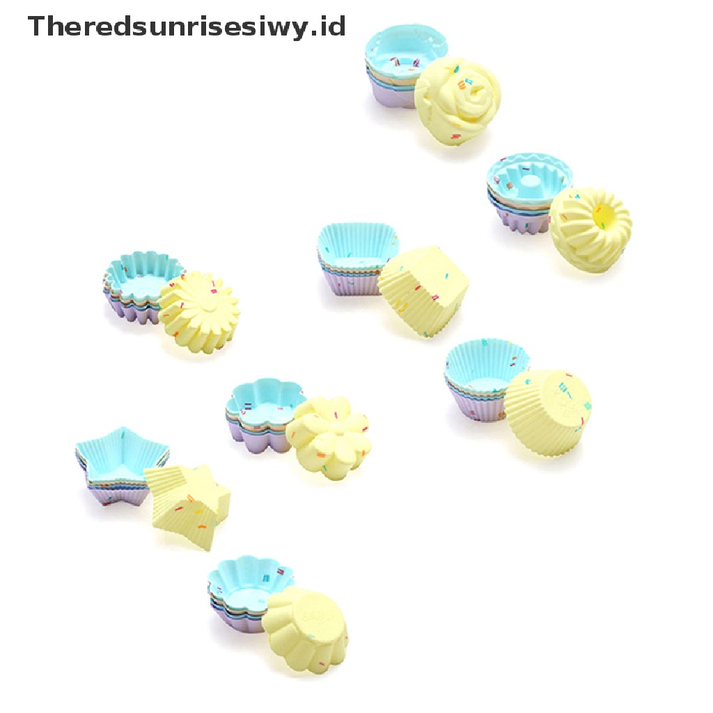 # Alat Rumah Tangga # 5pcs / Set Cetakan Kue Muffin Bentuk Bulat Bahan Silikon Untuk Dekorasi