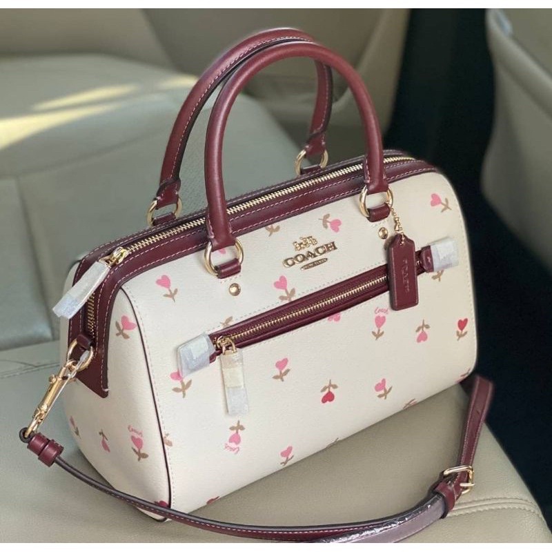 Coach Rowan Satchel With Heart Floral Print (C3243)