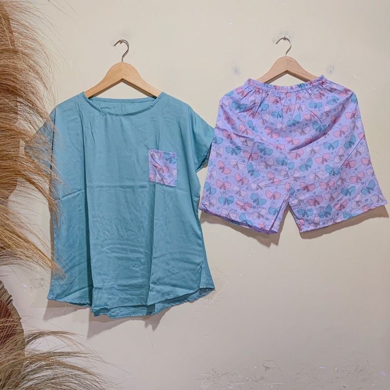 BABYDOLL RAYON ATAS BAWAH PENDEK- PIYAMA RAYON- BAJU TIDUR- PIYAMA WANITA - BAJU SANTAI - BAJU MOTIF