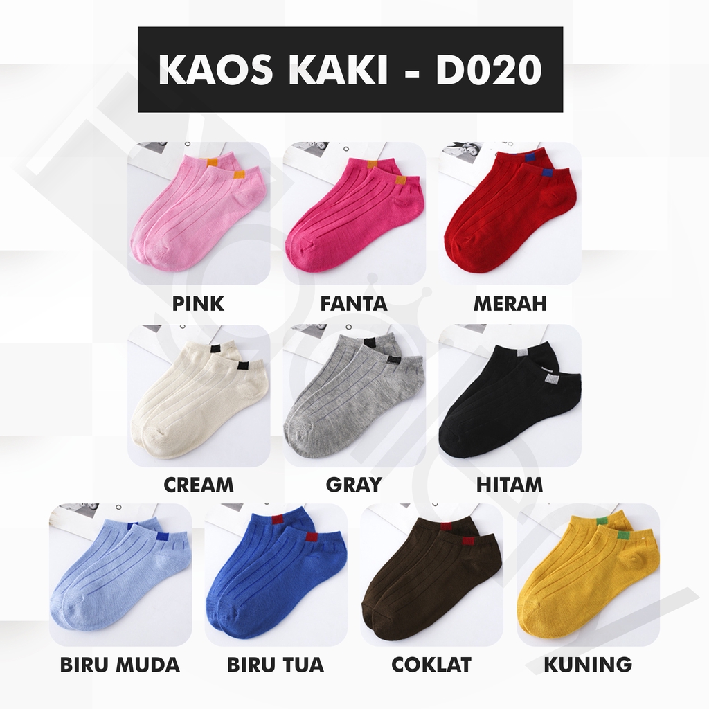 FYGALERY D020 Kaos Kaki Polos Wanita KaosKaki Ankle Pendek Korea Murah Short Socks-Putih