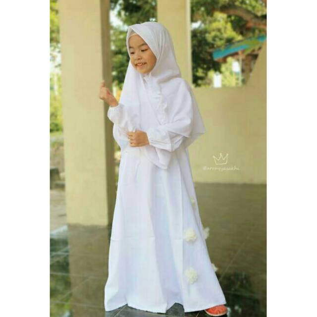 Gamis Putih Manasik Anak Merk OhBaby 3-4th