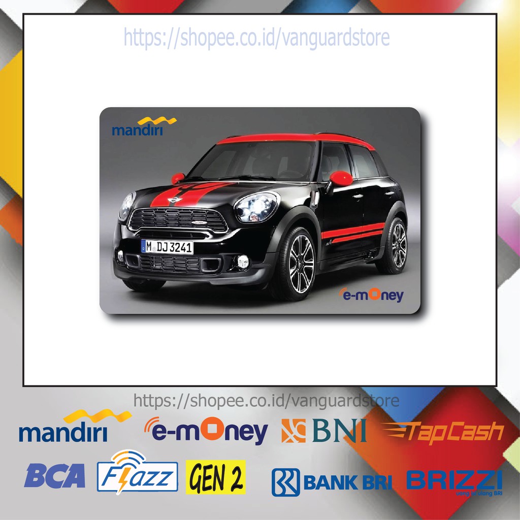 KARTU E MONEY E TOLL MINI COOPER BLACK RED MOBIL 18 EMONEY MANDIRI FLAZZ BCA BNI TAPCASH BRIZZI BRI