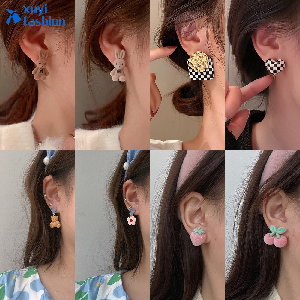 Anting Stud Desain Ikatan Simpul Aksen Mutiara Kristal Gaya Korea Untuk Wanita