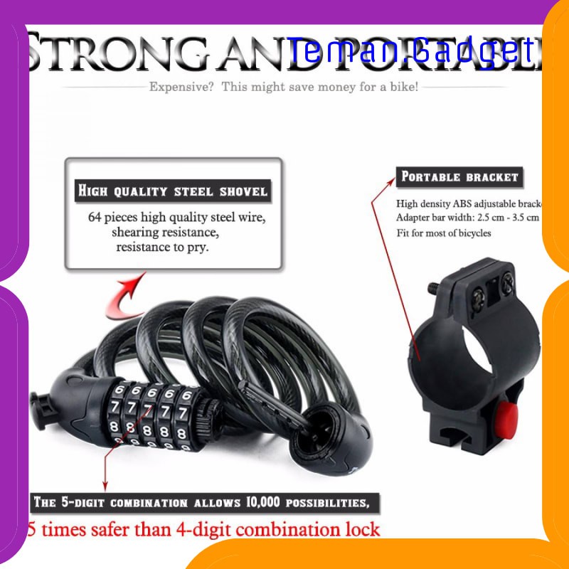 TG-IB409 TaffGUARD Gembok Sepeda Kode Angka 5 Digit - SJ008