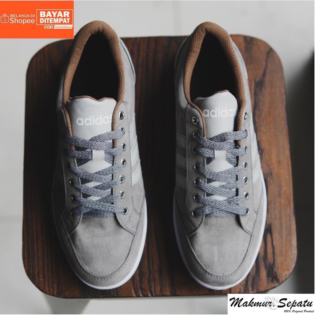 Sepatu Adidas Kapler Grey - Fashion Casual Sneakers Pria Bertali - Kuliah Hengout Keren Kekinian