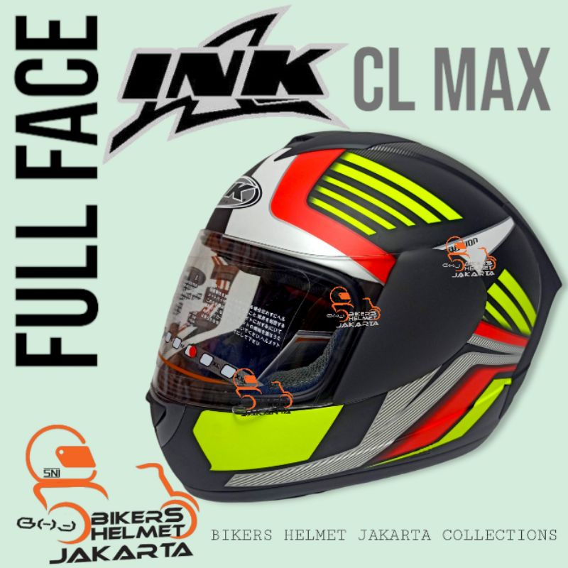 INK HELM CL MAX LTD #3 MATT BLACK RED YELLOW FULL FACE