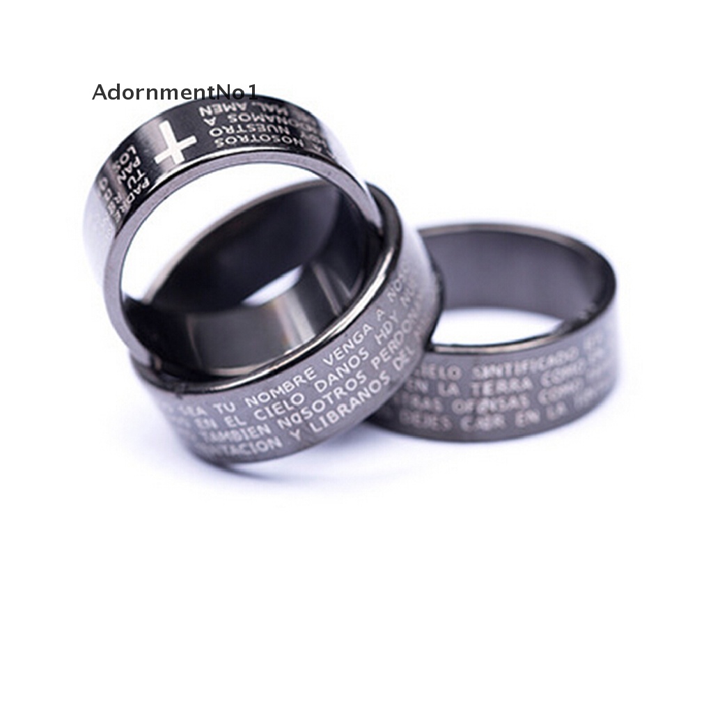 (AdornmentNo1) 1pc Cincin Titanium steel Motif Tulisan Alkitab Untuk Pria / Wanita