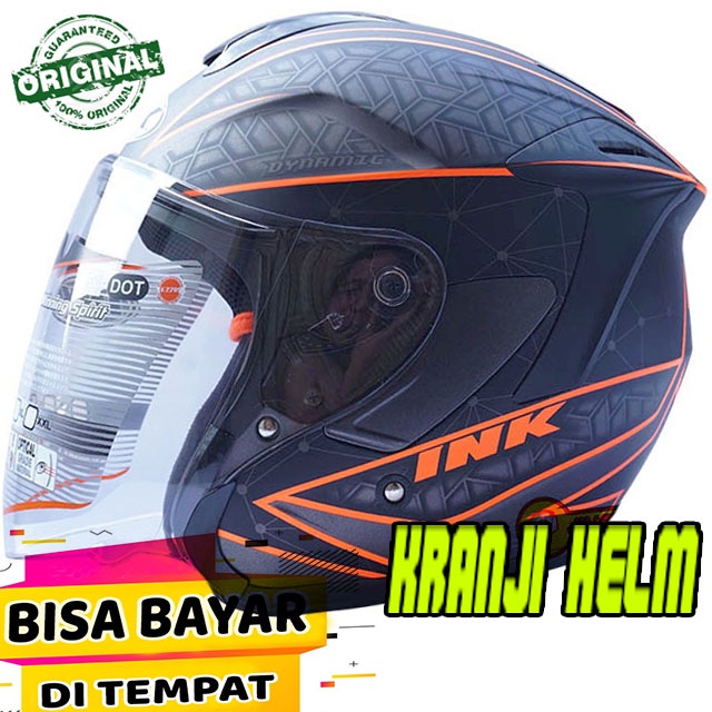 Helm Half Face / Helm Ink Dynamic #2 Gunmetal Doft Orange Original SNI