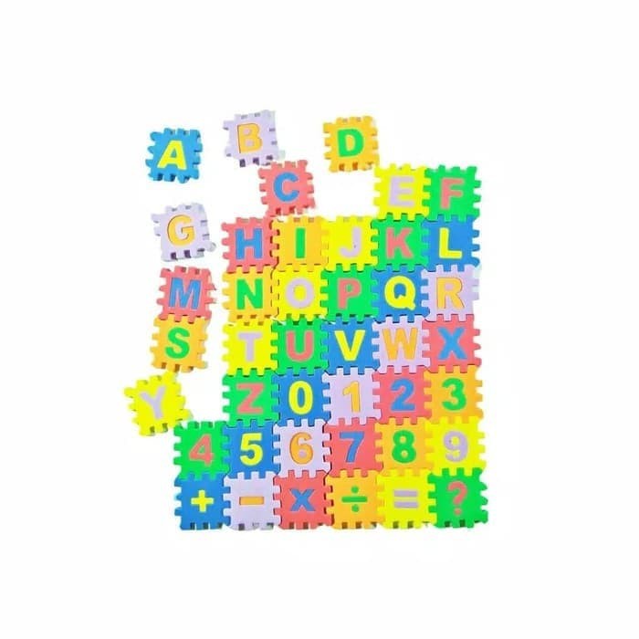 Mainan edukatif anak bayi balita mainan edukasi puzzle block spon huruf & angka evamat mini-1