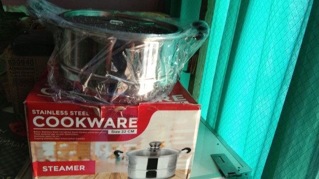 Panci Kukus /dandang Langseng Panci Serbaguna Panci Multifungsi Steamer Stainless Muliya 22 Cm