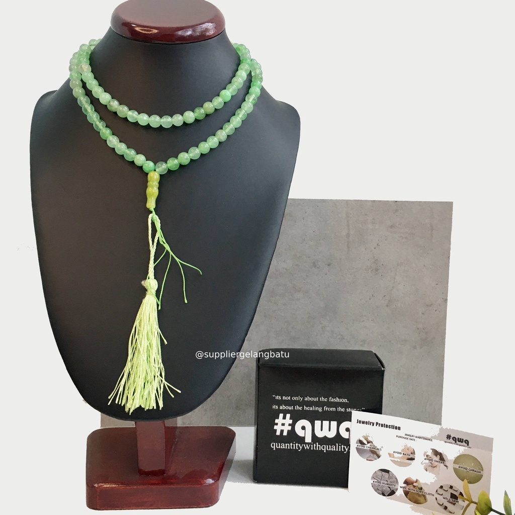 tasbih batu green quartz 99 butir premium tasbeh kuarsa hijau sehat