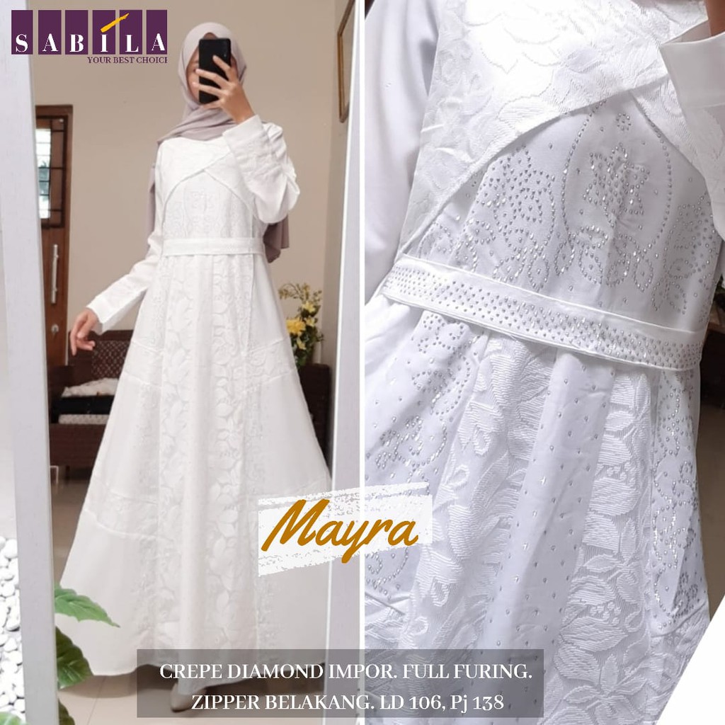 (HIGH QUALITY) MAYRA BY SABILA - GAMIS PUTIH - GAMIS PUTIH SYARIAH - ABAYA POLOS