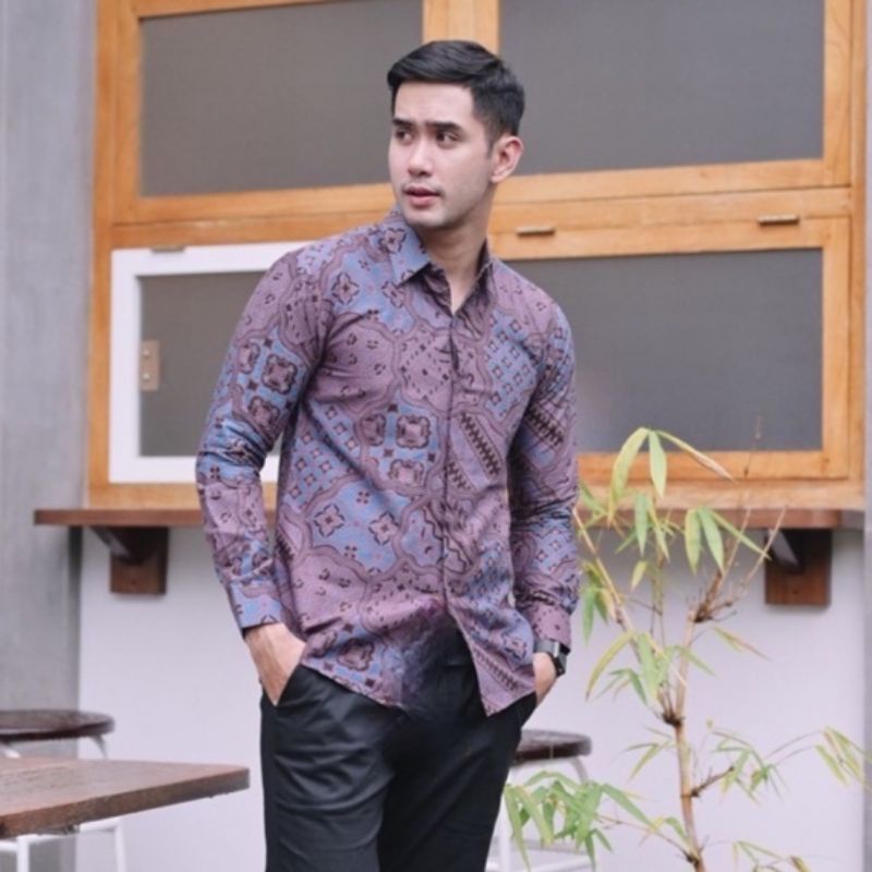 Baju Batik Pria Lengan Panjang JAGU Premium Katun Adem Furing Slim Fit Modern Kemeja Kasual Formal S M L XL XXL Acara Wisuda Kondangan Tunangan Lamaran Wisuda Seragaman Partai Couple Batik Sadewa sragenan ori asli Terbaru Terlaris