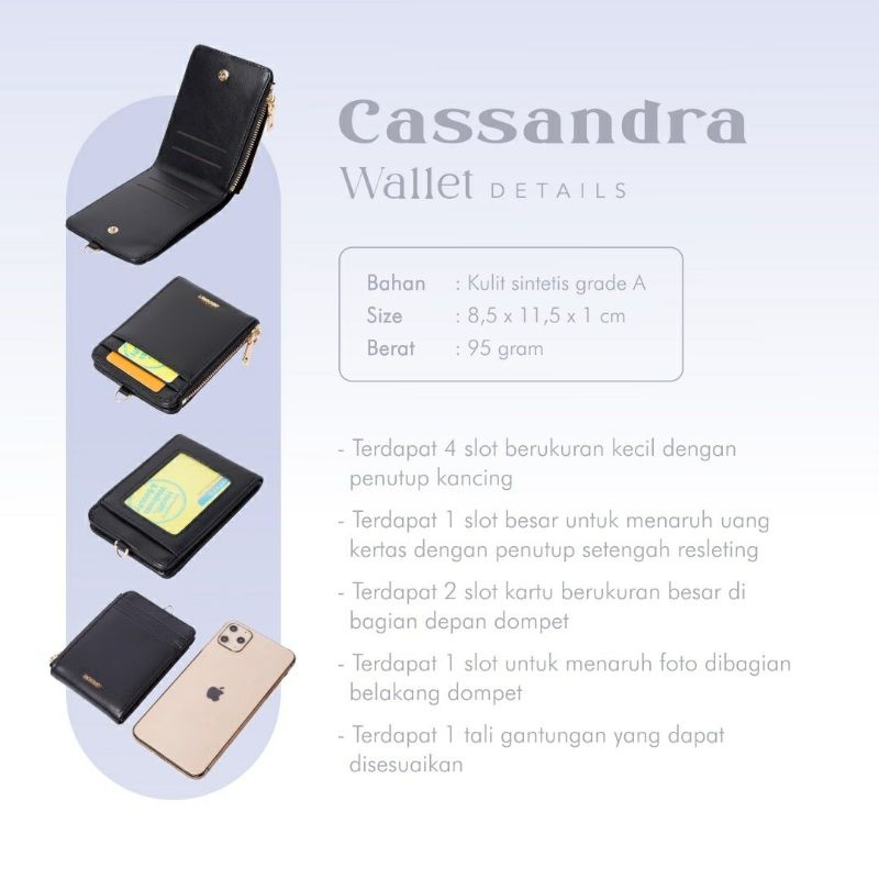 Lanyard Cassandra wallet Jimshoney Original dompet kartu free tali gantung realpic cod