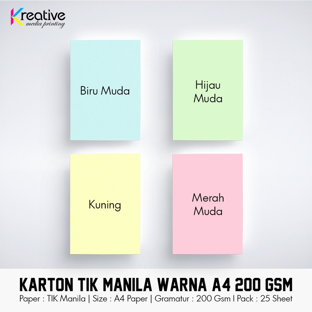 

Karton TIK Manila Warna (A4 / 200 gsm / 1 pack = 25 lbr)
