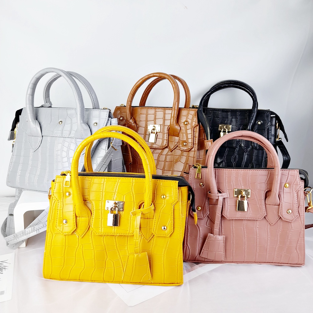 Tas Selempang Wanita Kecil Tenteng Kulit Satchel Medium Leather Motif Croco Kulit Jeruk Papirut Lokal KT059 KT060 KT061