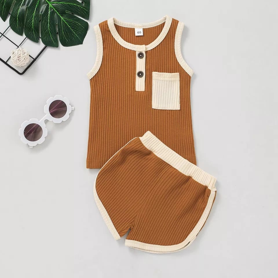 BEFAST - ZTL OOTD Oneset Anak SELINA / SET ANAK SINGLET LEGI / Pakaian Oneset Balita / Set Atasan Tanpa Lengan+Celana Pendek / Setelan Anak Bayi Unisex / Baju Tidur Anak / Oneset Polos Santai rumahan / Terlaris / Termurah