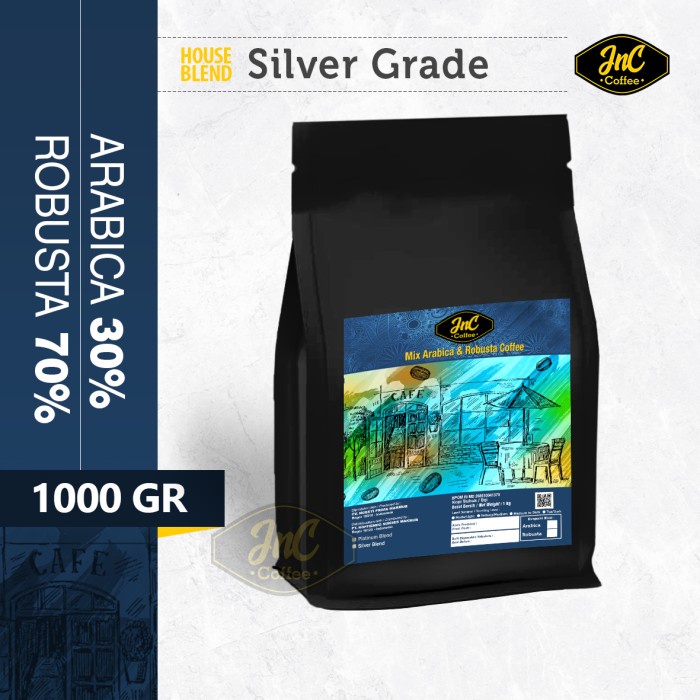 

JnC House Blend Silver 1 KG 30% Arabica 70% Kopi Biji Robusta - Biji Sangrai