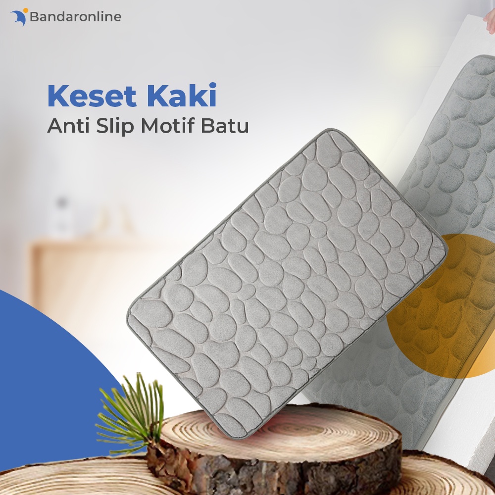 Keset Kaki Anti Slip Motif Batu Bahan Penyerap Air Keset Kamar Mandi