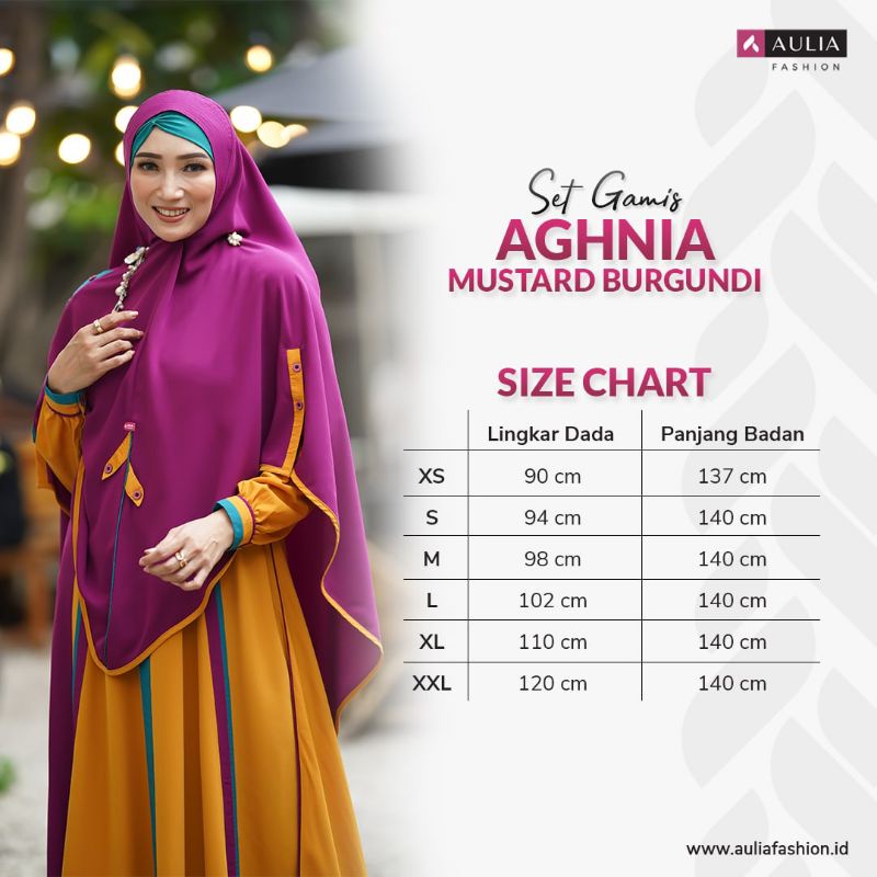 Set GAMIS Syar'i AULIA fashion AGHNIA MUSTARD BURGUNDI