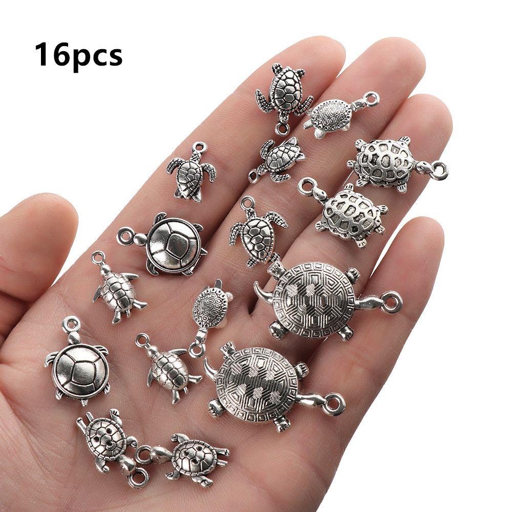 Nanas 16pcs Liontin Penyu Laut Alloy Ocean Jewelry Making Finds