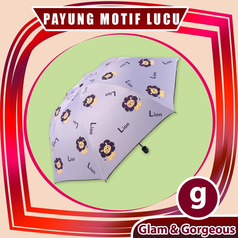 Payung Lipat Mini Karakter Lucu Anti Sinar UV untuk Panas dan Hujan Bahan Tebal PY04