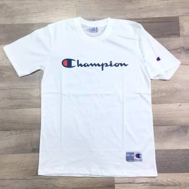  Kaos  Champion  Basic Font White Terlaris Shopee 