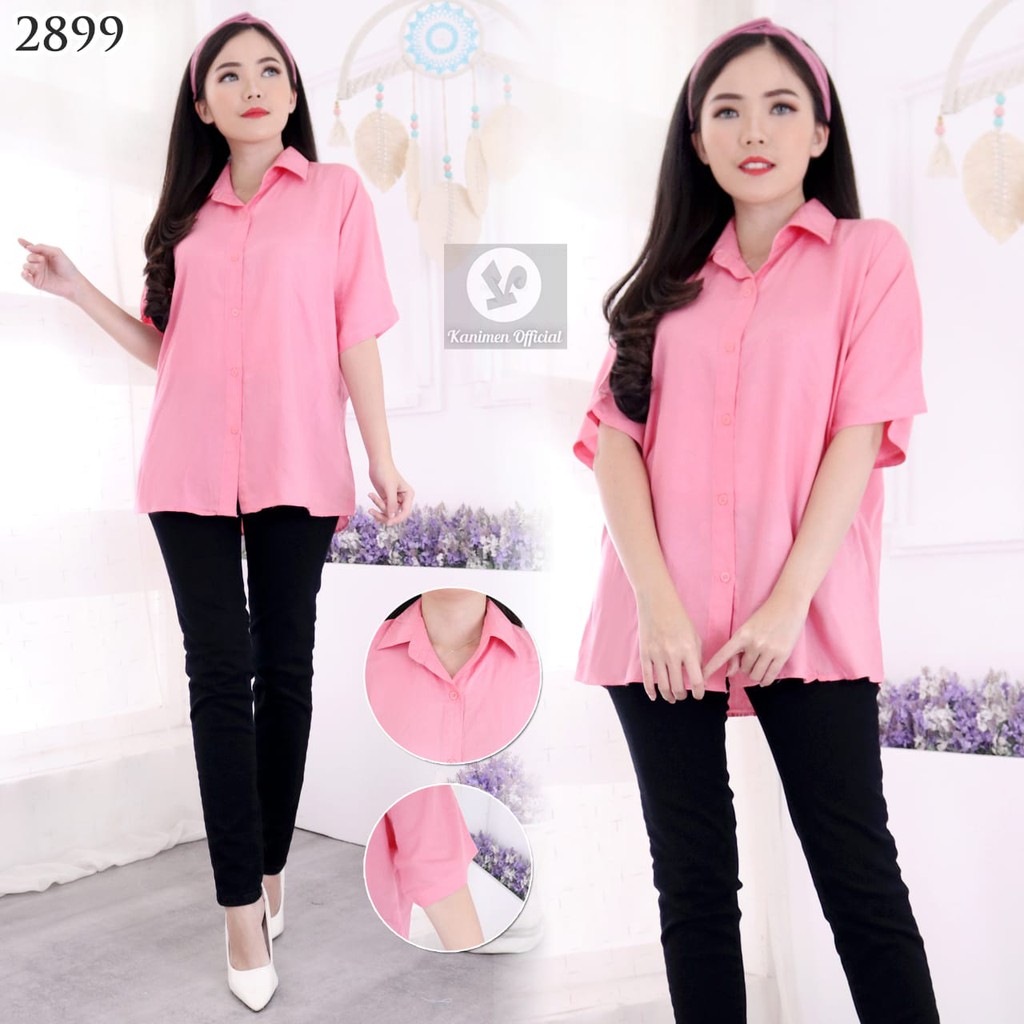 KEMEJA WANITA POLOS LENGAN PENDEK BASIC KATUN RAYON 30s -2899--1
