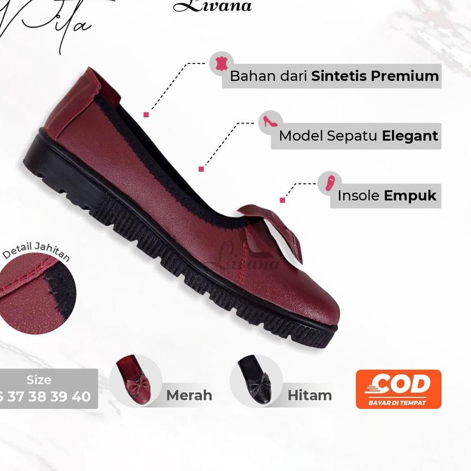 Stok terbatas.. Sepatu Loafer Pita Wanita Livana Slop Flat Shoes Kekinian Murah Formal Kerja Casual 