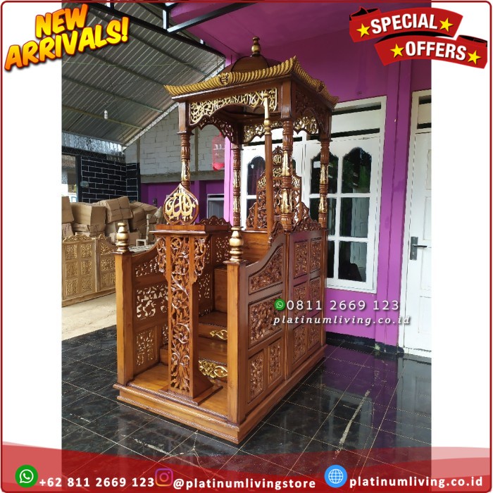 Mimbar Masjid Jati, Mimbar Jati Jepara, Mimbar Ukir, Mimbar Kubah Jati Platinumliving Furniture Indo