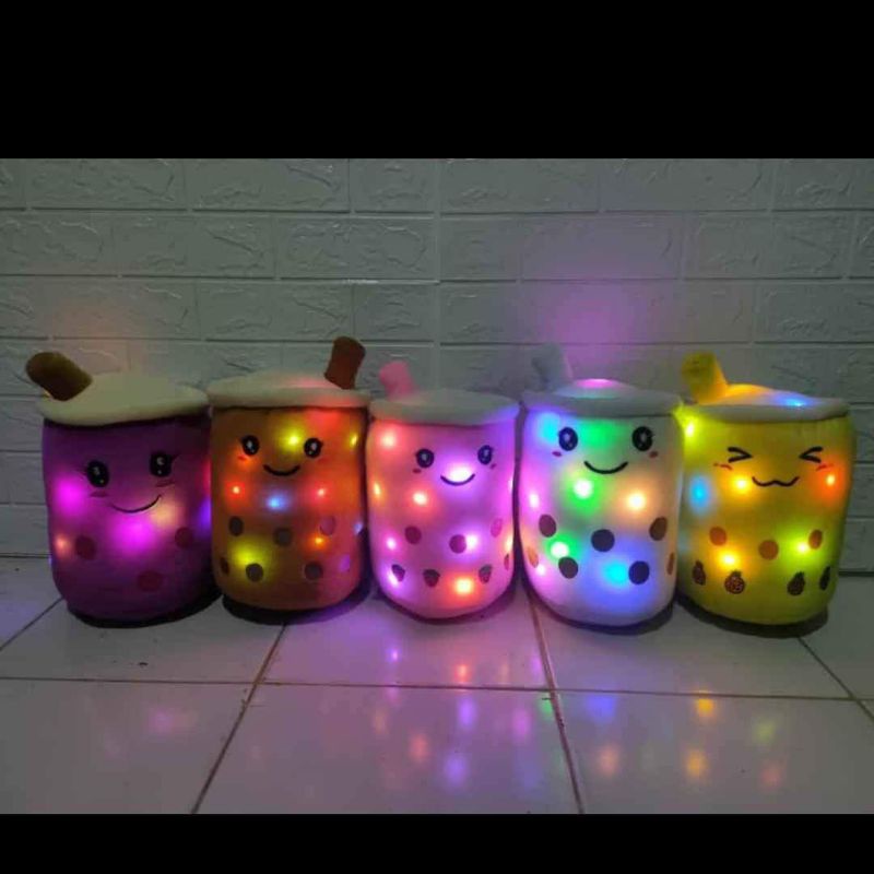 Boneka Boba / Boneka Boba Led lampu kedip / Bobba Bubble Milk Tea Brown Sugar  ukuran L 30cm