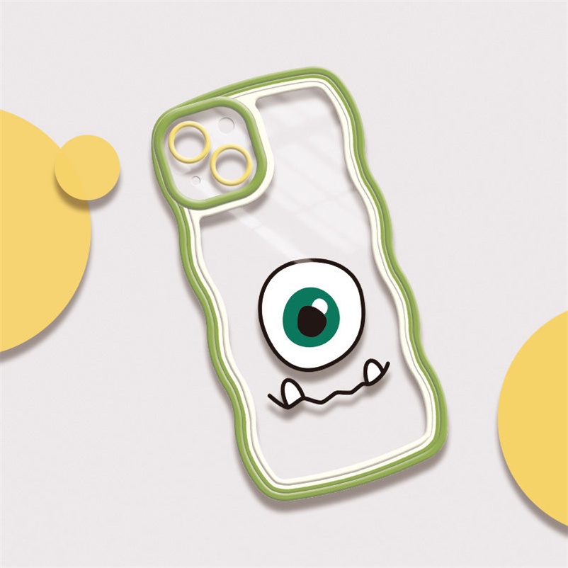 Wavy Edge Phone Case for iPhone 14 13 12 11 Pro Max iPhone X Xr Xs Max SE 2020 iPhone 7 8 Plus 6 6s Plus Little Monster Flexible Frame Lens Protector Phone Case Shockproof Soft TPU Back Cover
