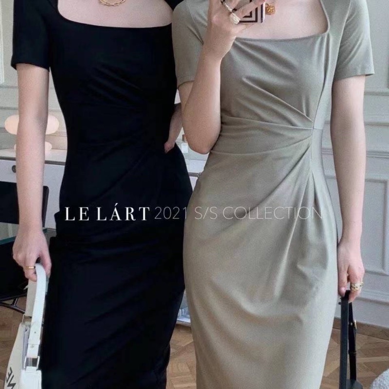 H7 DB10/28 Korean bodycon midi dress / square neck dress elegant