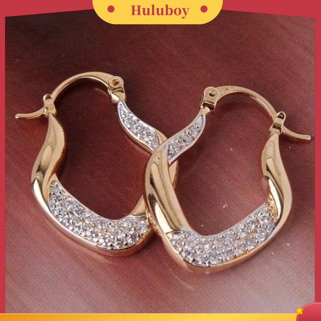 Hu Hu Hu Hu Hu Alat Bantu Pasang Kacamata♡ Anting Tusuk Gantung Wanita Desain Geometri Hias Cubic Zirconia Untuk Hadiah