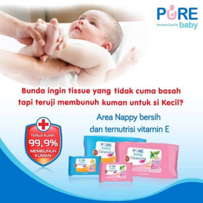 Pure Baby Cleansing Wipes Tissue Basah Buy 1 Get 1 60 lembar