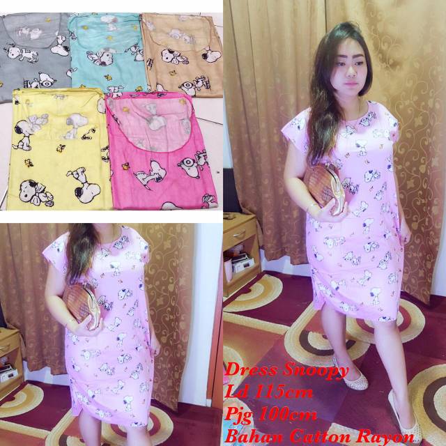 Daster Dress Snoopy Cantik/Daster Santai/Dress Santai/Baju tidur/Piyama