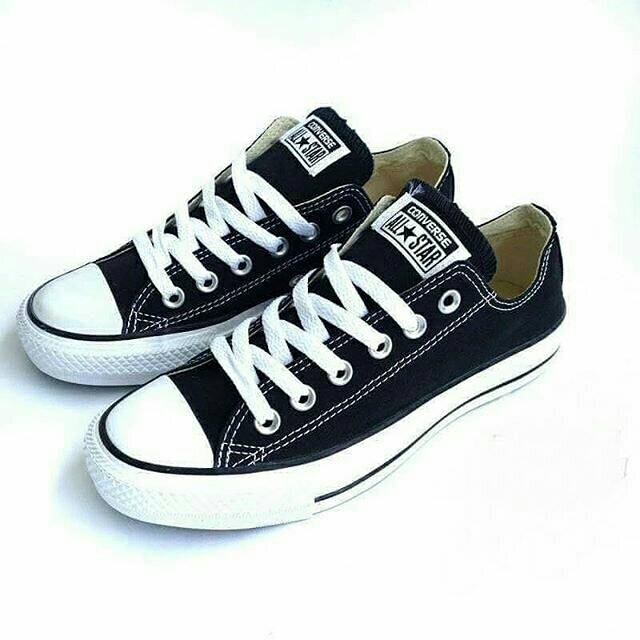 Sepatu Converse Allstar Classic Low Black White Hitam Putih Sneakers Laki Laki Perempuan Dewasa