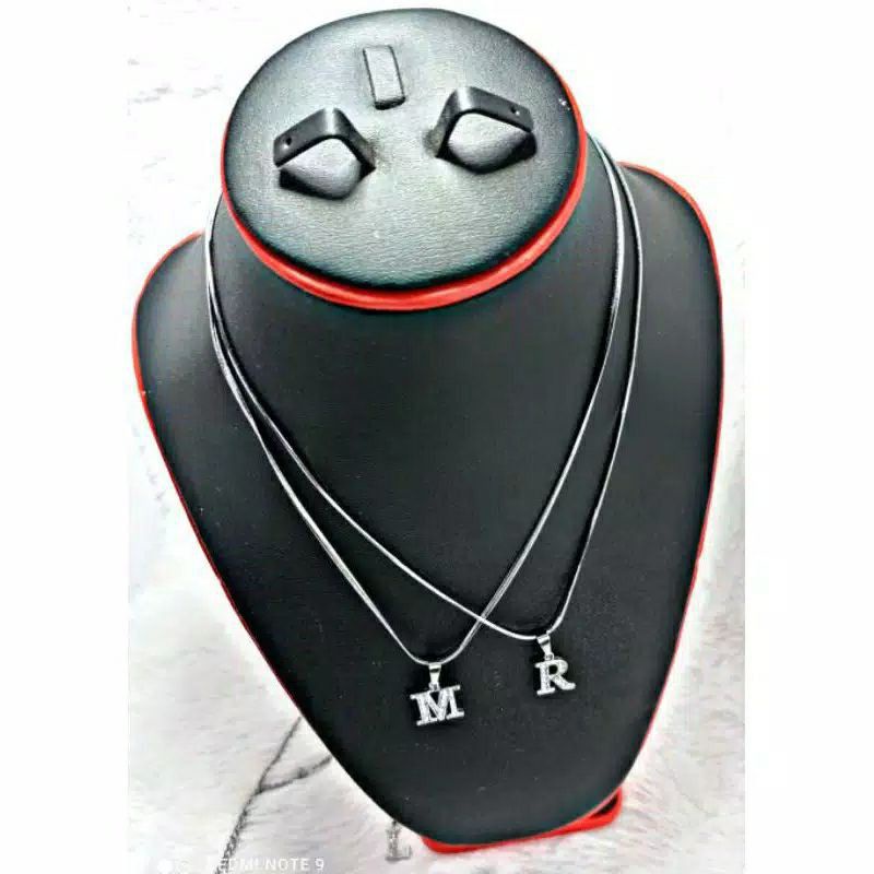 Kalung Huruf Inisial (A Sampai Z) Titanium Lengkap A-Z  KALUNG RHODIUM HURUF ANTI KARAT /KALUNG RHODIUM SILVER HURUF ANTI KARAT JENIS RANTAI OMEGA + GIFT KALUNG TITANIUM HURUF