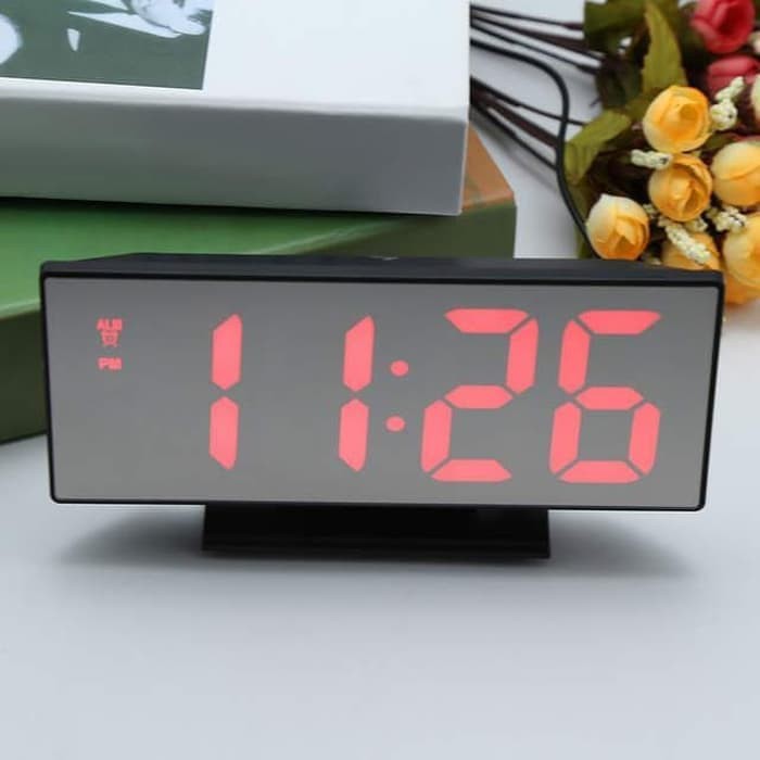 Sonifer Jam Meja Digital Mini Led Weker Alarm Clock Mirror DS-3618L RED