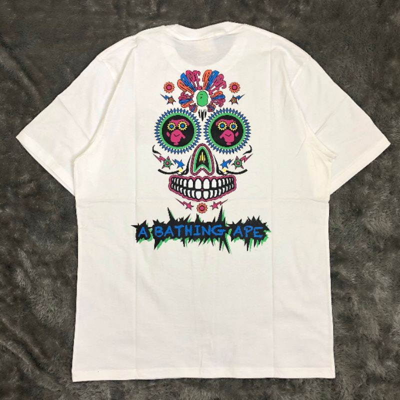TSHIRT KAOS BAJU A BATHING APE BAPE SKULL WHITE LIKE ORI