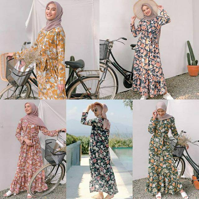 TROPICAL DRESS VANILLA HIJAB