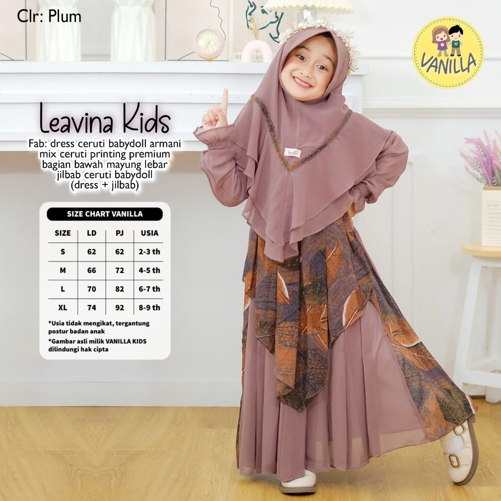 Leavina Kids By Vanilla | 020320 | Gamis + Jilbab Anak