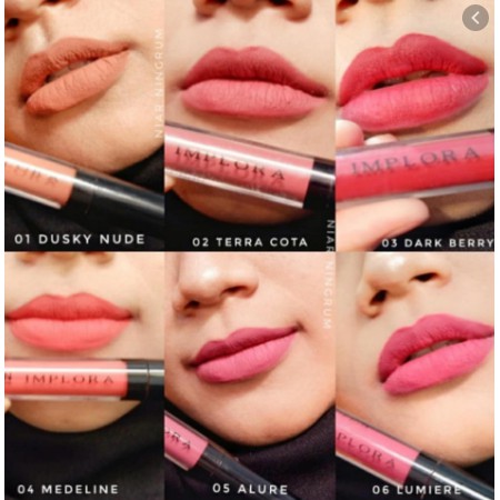 Implora (✔️BPOM) Urban Lip Cream Matte ( lipcream ) shade no 1 2 3 4 5 6 (2.75g)