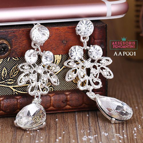 [READY STOCK] ANTING PENGANTIN AKSESORIS WEDDING BRIDAL CRYSTAL AAP001