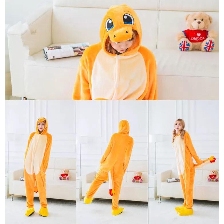 KOSTUM CHARMANDER POKEMON PIKACHU DINO ONESIE PIYAMA COSPLAY BAJU TIDUR